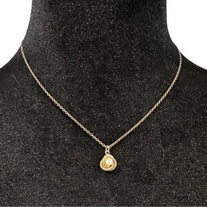 Vintage Sarah Coventry Pendant Necklace Gold Tone Faux Pearl Accent